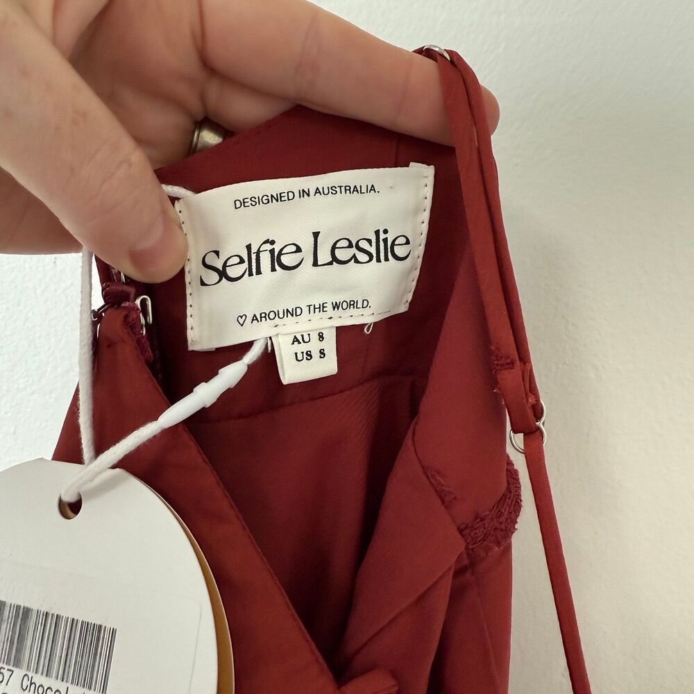 NWT Selfie Leslie Linka Cami Strap Midi Dress in Chocolate Size 8US - Picture 10 of 10